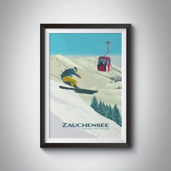 Zauchensee Ski Resort Vintage Travel Poster