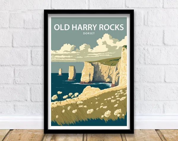 Old Harry Rocks, Jurassic Coast Travel Poster