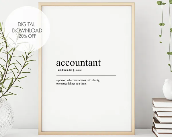 Accountant Definition Dictionary Poster Funny Wall Art