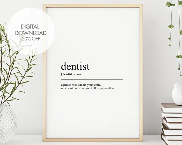 Dentist Funny Definition Poster, Minimalist Quote