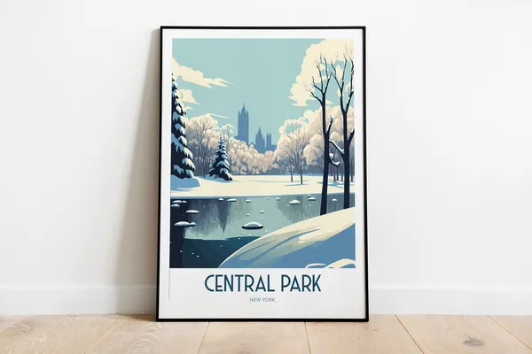 Winter Central Park New York Travel Poster