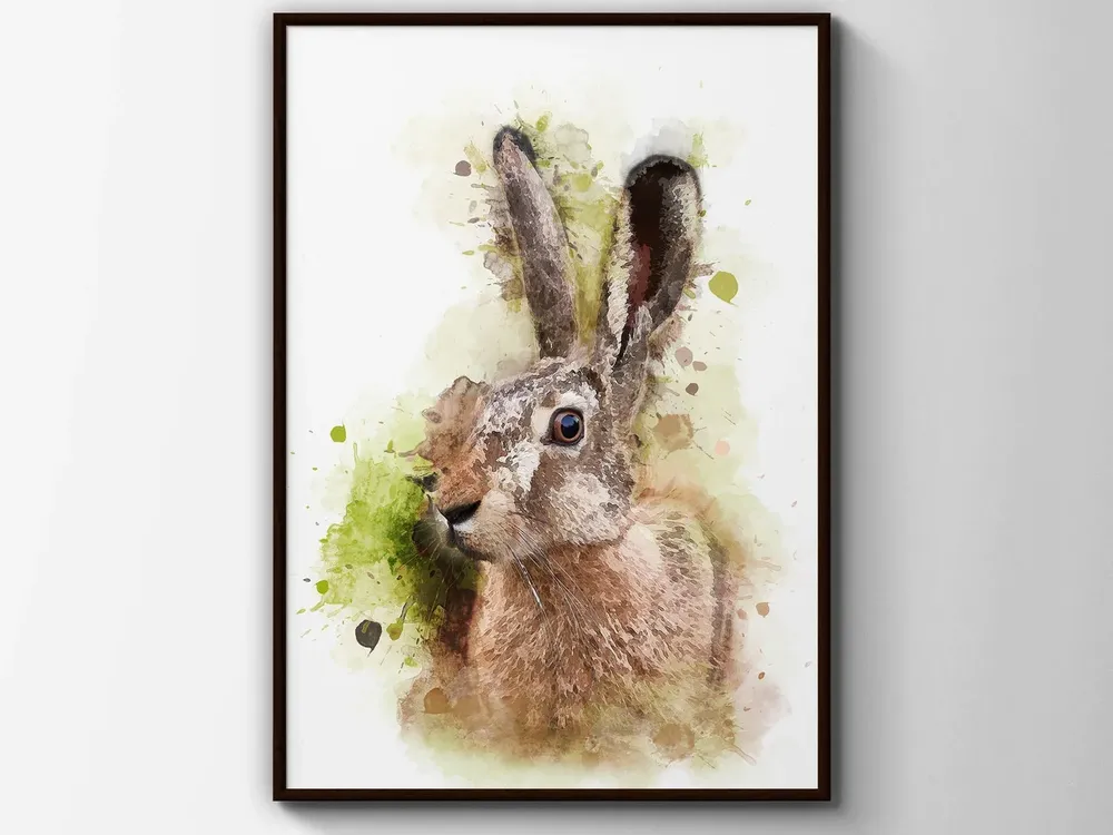 Hare Splatter Watercolour Art Print