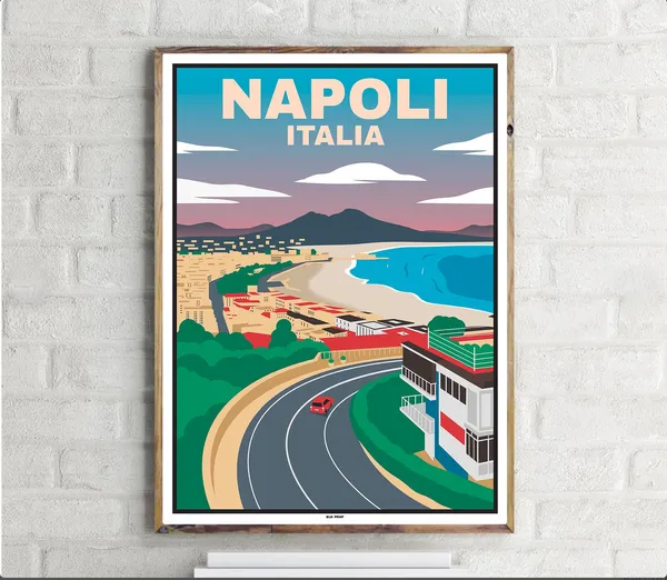 Vesuvius Naples Vintage Travel Poster