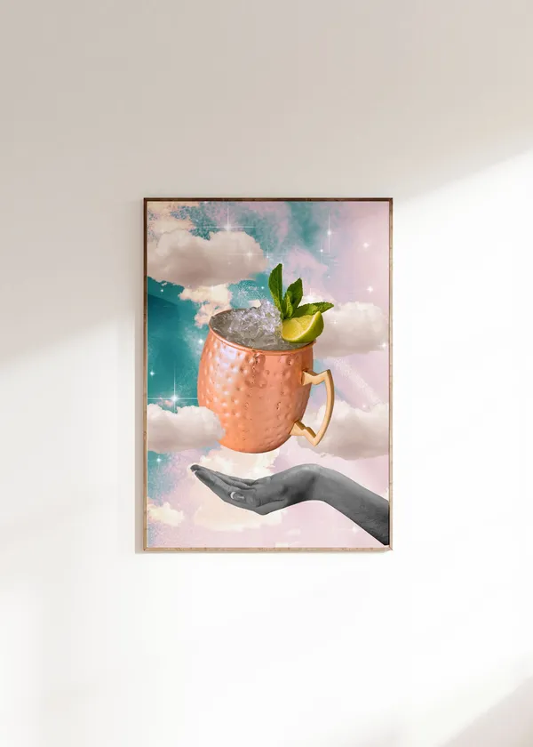 Moscow Mule Retro Cocktail Bar Cart Art Print
