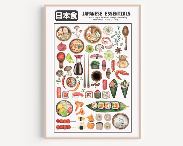 Japanese Food Essentials Food Lovers Art Print