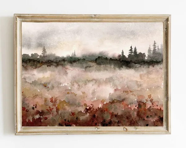 Forest Meadow Art Print, Abstract Landscape