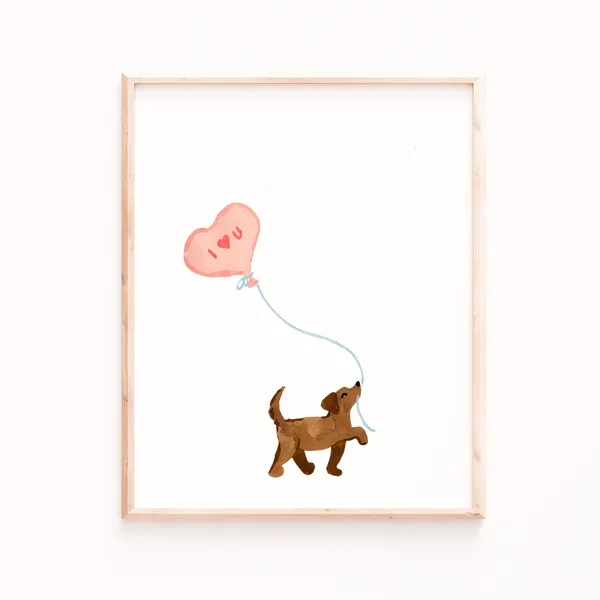 Cute Dachshund Valentine Watercolor Art Print