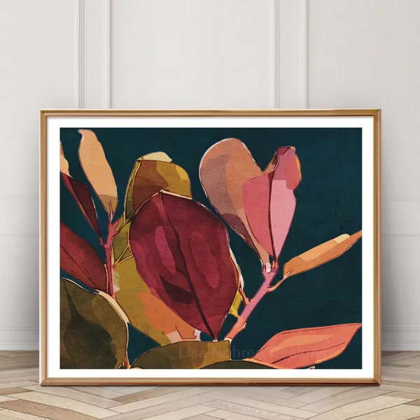 Floral Abstract Plant Art Print, Botanical Decor