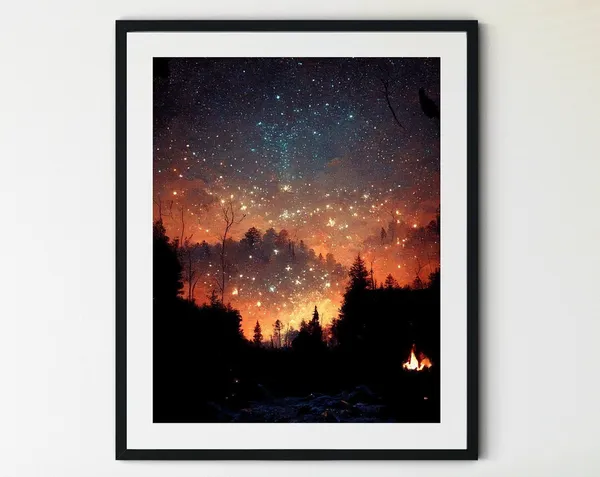 Camping Under The Stars Campfire Art Print