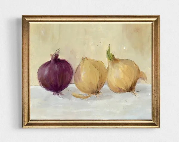 Oil Painting Still Life Onion Kitchen Wall Art