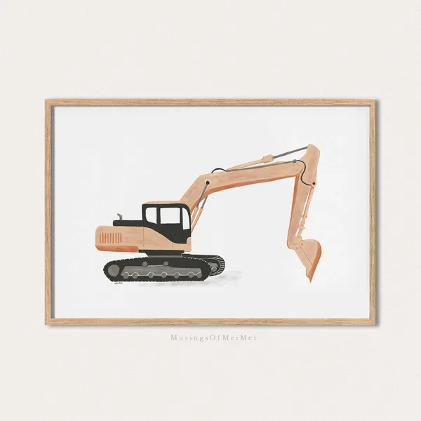 Excavator Kids Room Decor Art Print