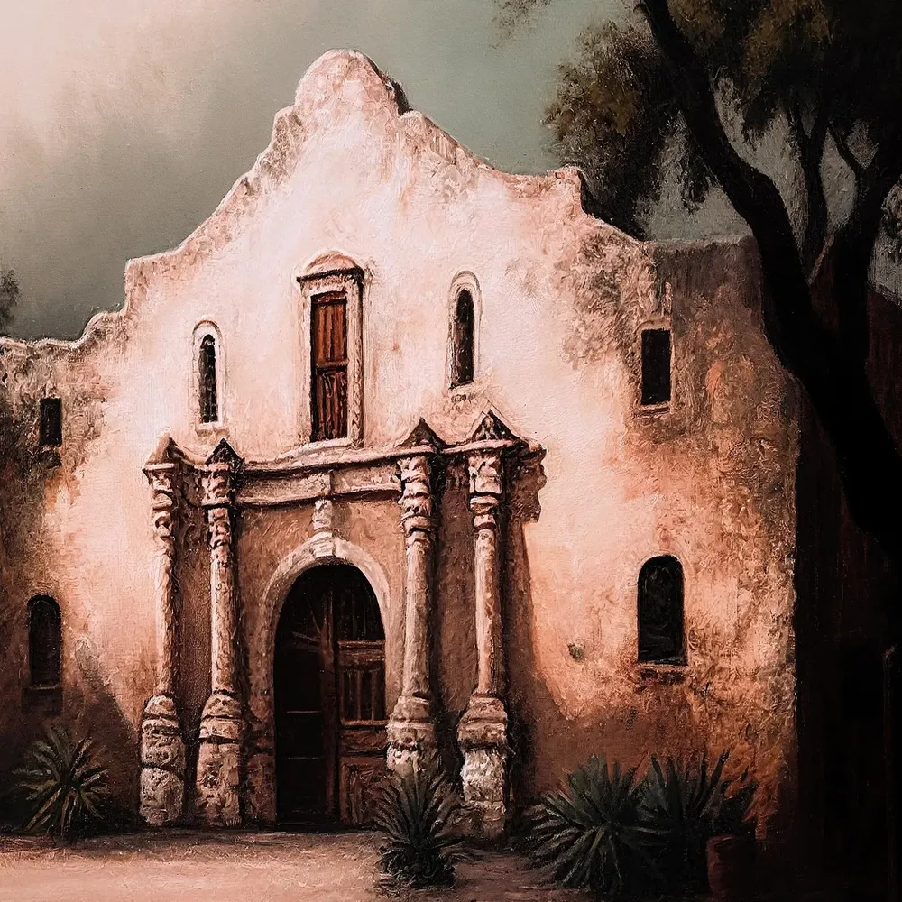 The Alamo San Antonio Texas Vintage Landscape Art Print - Image 3