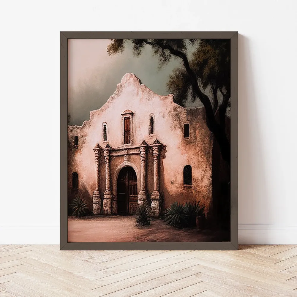 The Alamo San Antonio Texas Vintage Landscape Art Print - Image 2