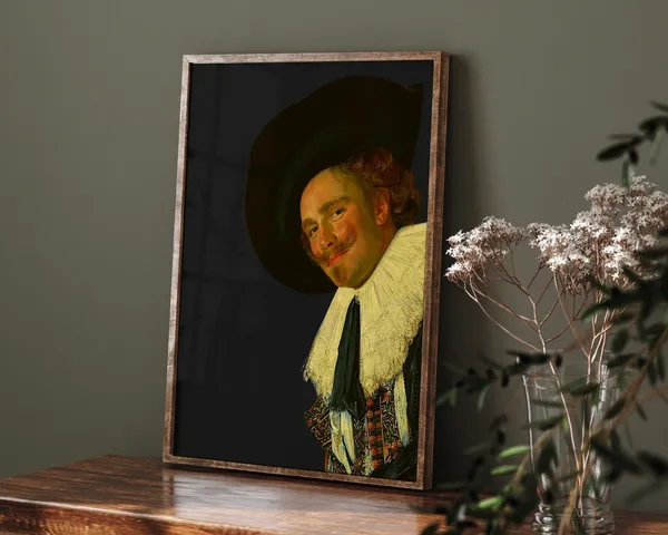 Vintage Peeking Oil Portrait Art Print