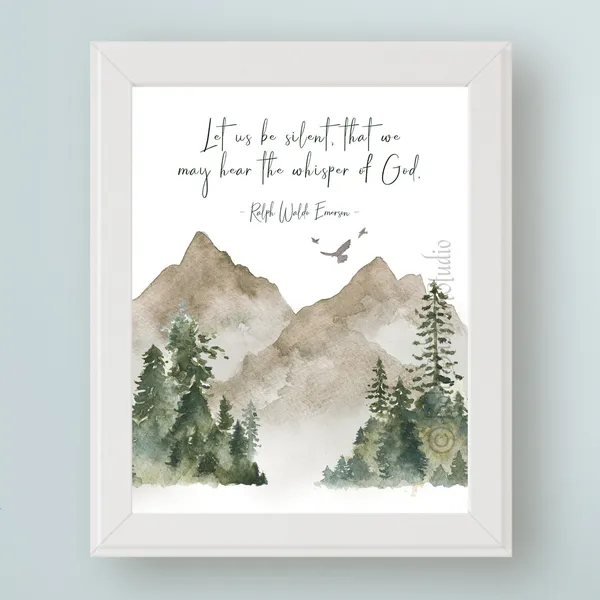 Ralph Waldo Emerson Quote Art Print, Nature Decor