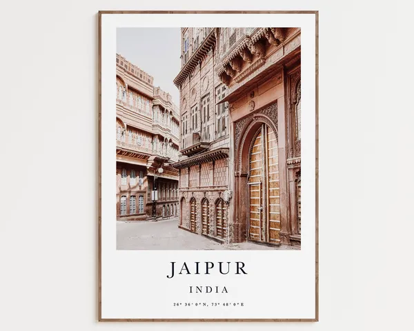 India Travel Poster, Taj Mahal Jaipur Rajasthan