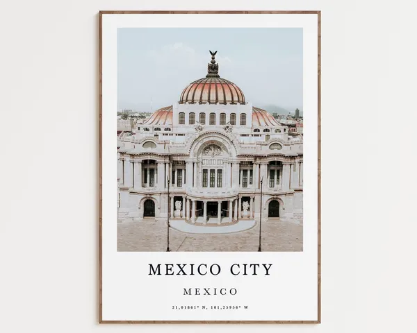 Mexico Travel Print, Pastel Minimalist Poster
