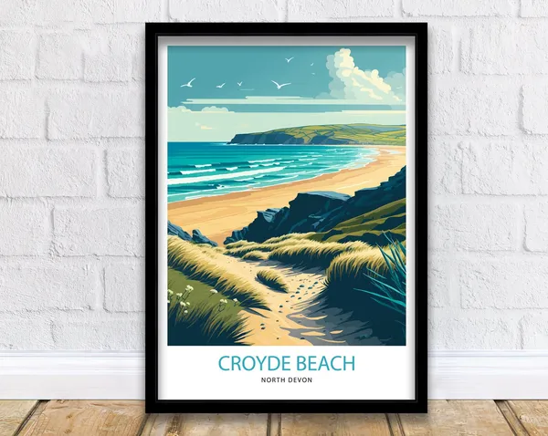 Croyde Bay Travel Poster, North Devon Travel Print