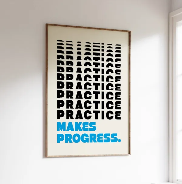 Practice Makes Progress Retro Motivational Poster
