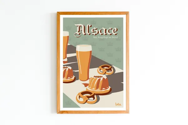 Alsace Vintage Travel Poster, Minimalist Interior Design