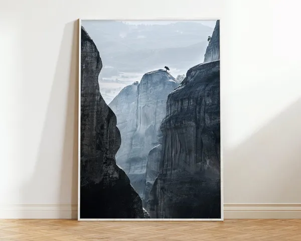 Blue Mountain Landscape Minimalist Nature Art Print