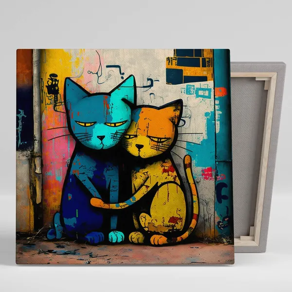 Graffiti Cat Art Print, Feline Room Wall Decor