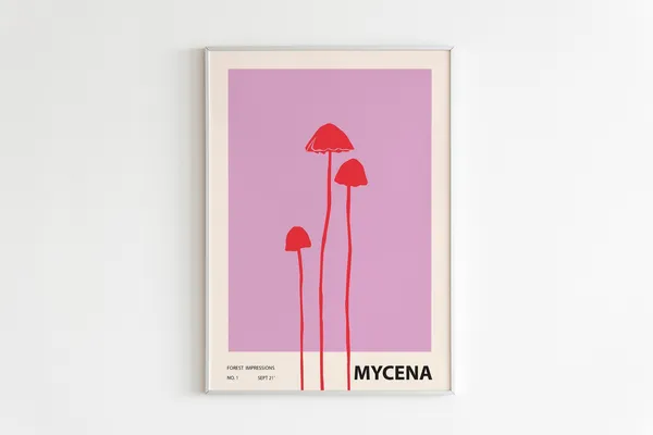 Colorful Mushroom Illustration Art Print, Eclectic Decor