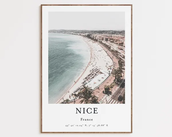 Nice France City Print, Travel Poster Art