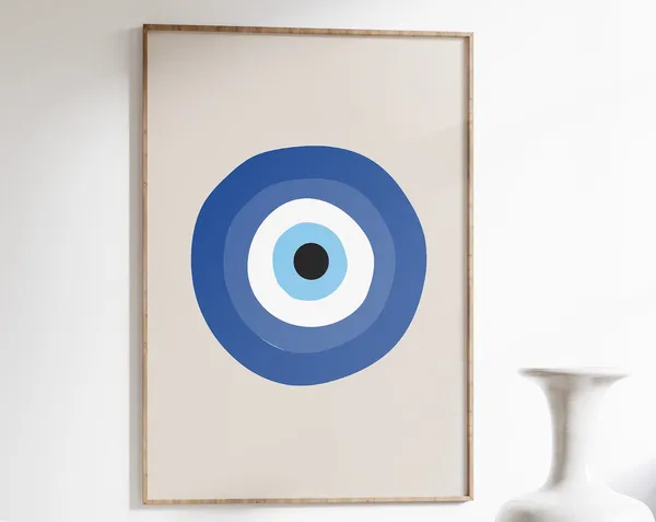 Evil Eye Nazar Art Print, Greek Turkish Poster