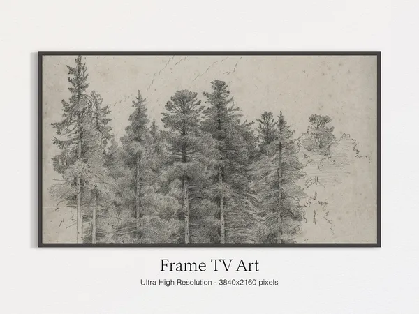 Vintage Trees Illustration Art Print, Nature Decor