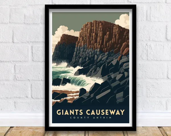 Giants Causeway Travel Poster, County Antrim Coast