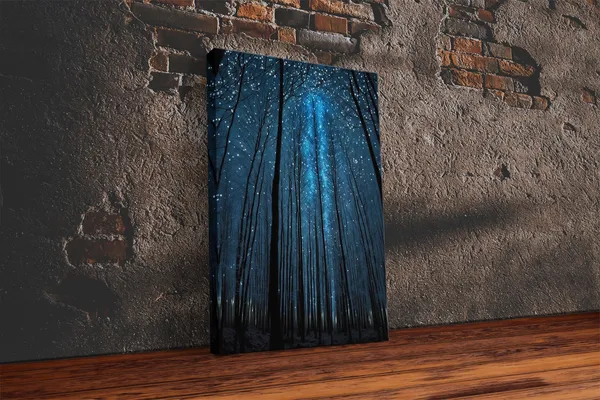 Birch Tree Forest At Night, Boho Minimalist Art Print