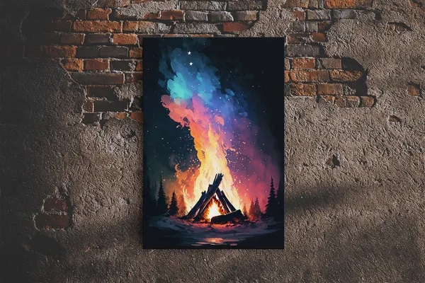 Campfire Print, North Lake Life Cabin Art Print