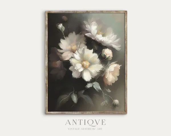 White And Pink Flowers Still Life Art Print