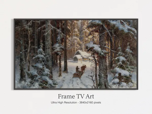 Vintage Winter Landscape Art Print, TV Art