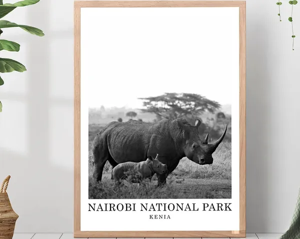 Nairobi National Park Travel Poster, Minimalist Wall Art