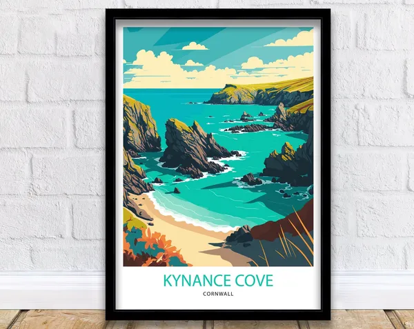 Kynance Cove Cornwall Travel Poster, Travel Print