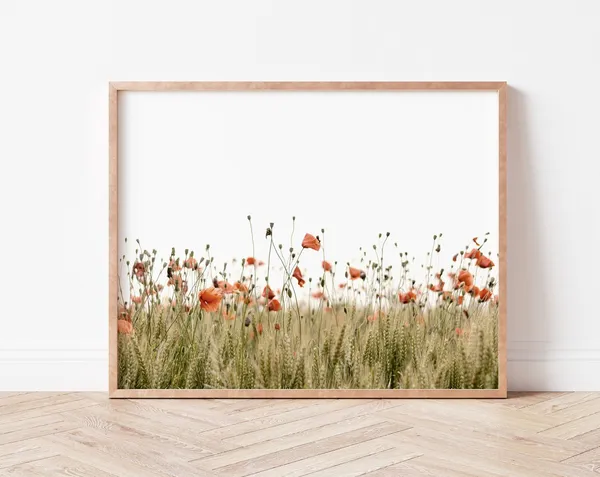 Poppies Field Art Print, Wildflower Wall Art