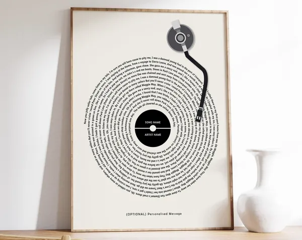 Custom Vinyl Lyrics Personalised Music Poster Art Print