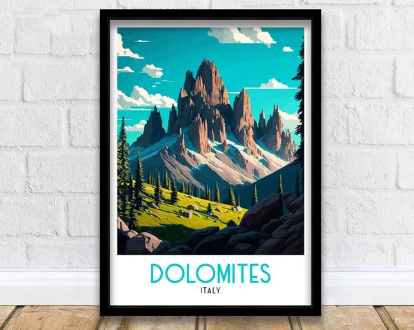 Dolomites Vintage Travel Poster, Italy Art Print
