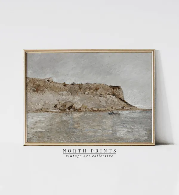 Rustic Coastal Neutral Seascape Art Print