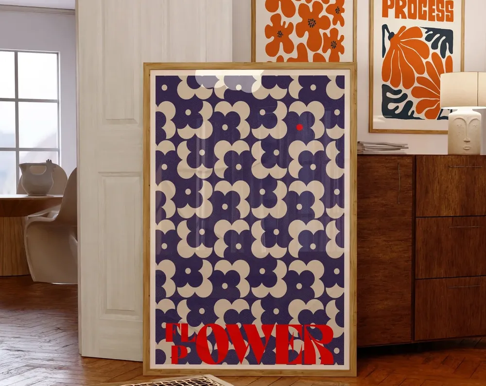 70s Retro Flower Pattern Poster Print