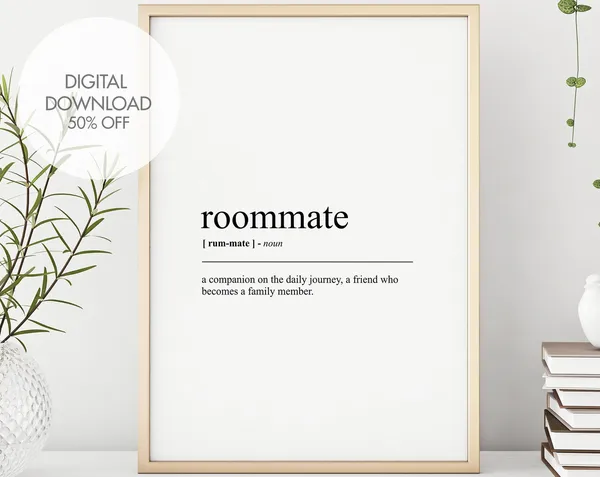 Roommate Definition Minimalist Art Print