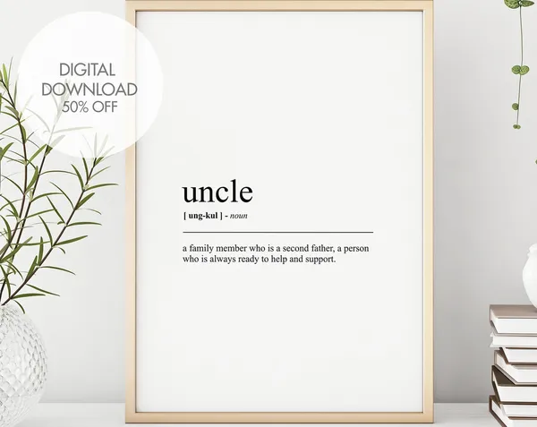 Uncle Definition Minimalist Text Art Print