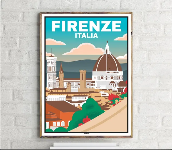 Cathedral Of Florence Vintage Travel Poster