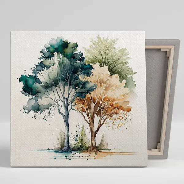 Watercolor Trees Art Print, Botanical Wall Decor