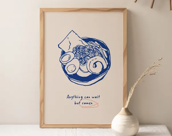 Japanese Ramen Poster, Modern Vintage Kitchen Art