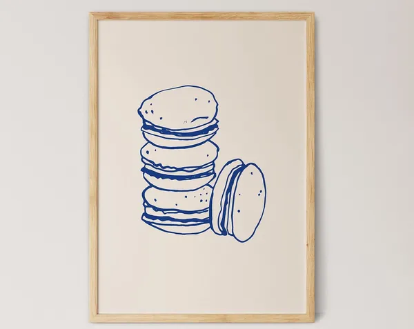 Macaron Dessert Poster, Modern Kitchen Wall Art
