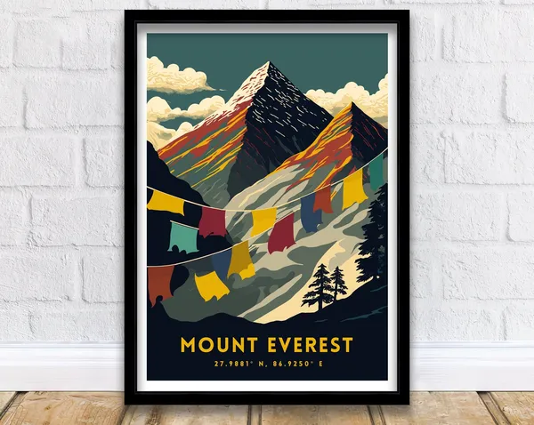 Mount Everest Mountain Wall Art Poster
