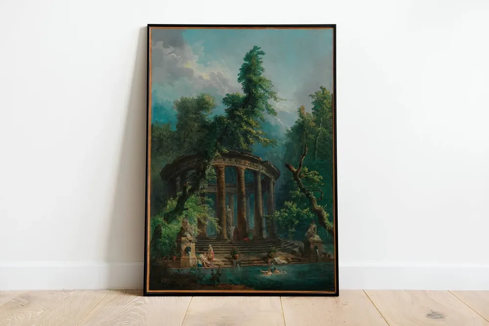 The Bathing Pool by Hubert Robert, Art Print